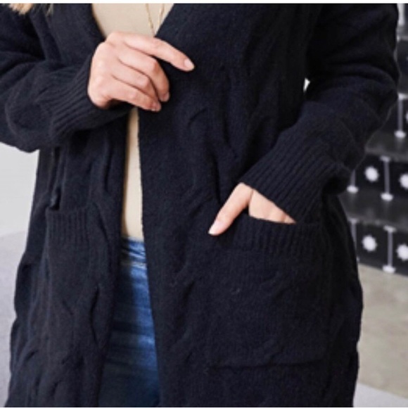 LAST ONE: women’s long sleeve tight knit fabric black comfy warm cardigan - Picture 5 of 7